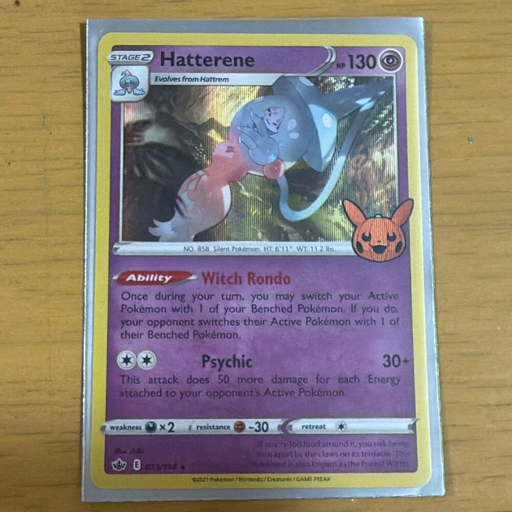 Pokémon Hatterene Card - Trick or Trade BOOster Bun - #081/073 - Holo Rare - New